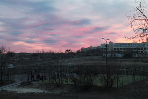 Ciel violacé au dessus de Volgograd